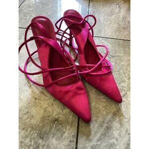 Alias Mae Shoes Womens Size 40 Satin Pointed Toe Lace Up Stiletto Heels Dressy